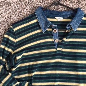 Vintage Style Denim-Collared Shirt